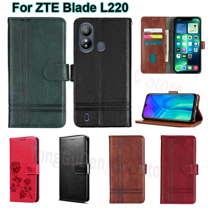 

чехол на ZTE Blade L220 Case Leather Capa Book Stand Flip Phone Cover For Funda ZTE BladeL220 L 220 6.3" Wallet Cases Etui Coque