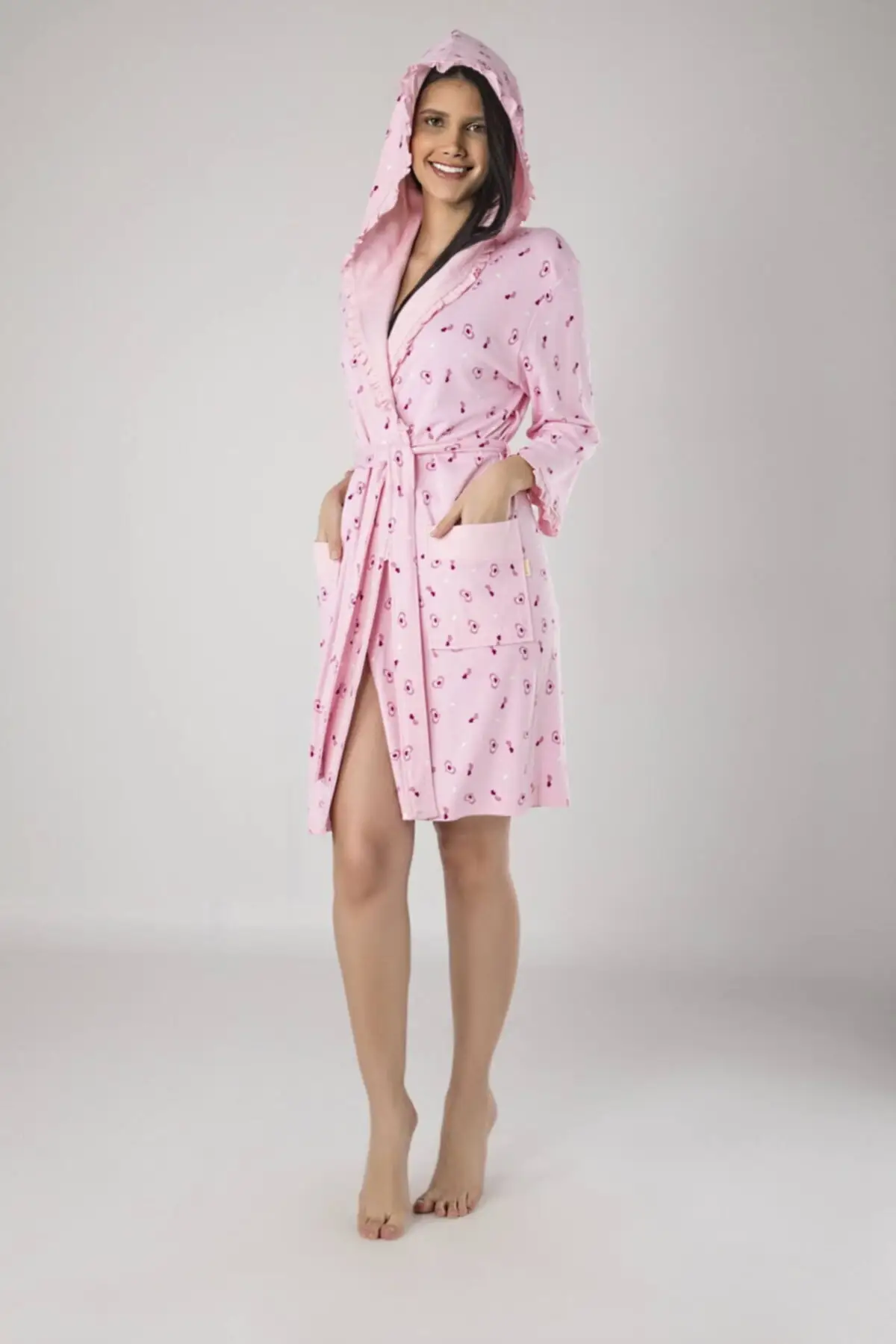 

Dressing Gown Pink Heart Combed Bamboo Fashion Robe Robe Robe Sexy Peignoir Kimono Bride Sleepwear Night Gown