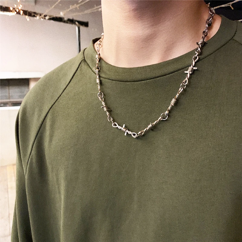 

Small Wire Choker Necklaces for Women Men Friends Couple Hip-Hop Punk Gothic Little Thorns Chain Necklace Statement Jewelry Gift