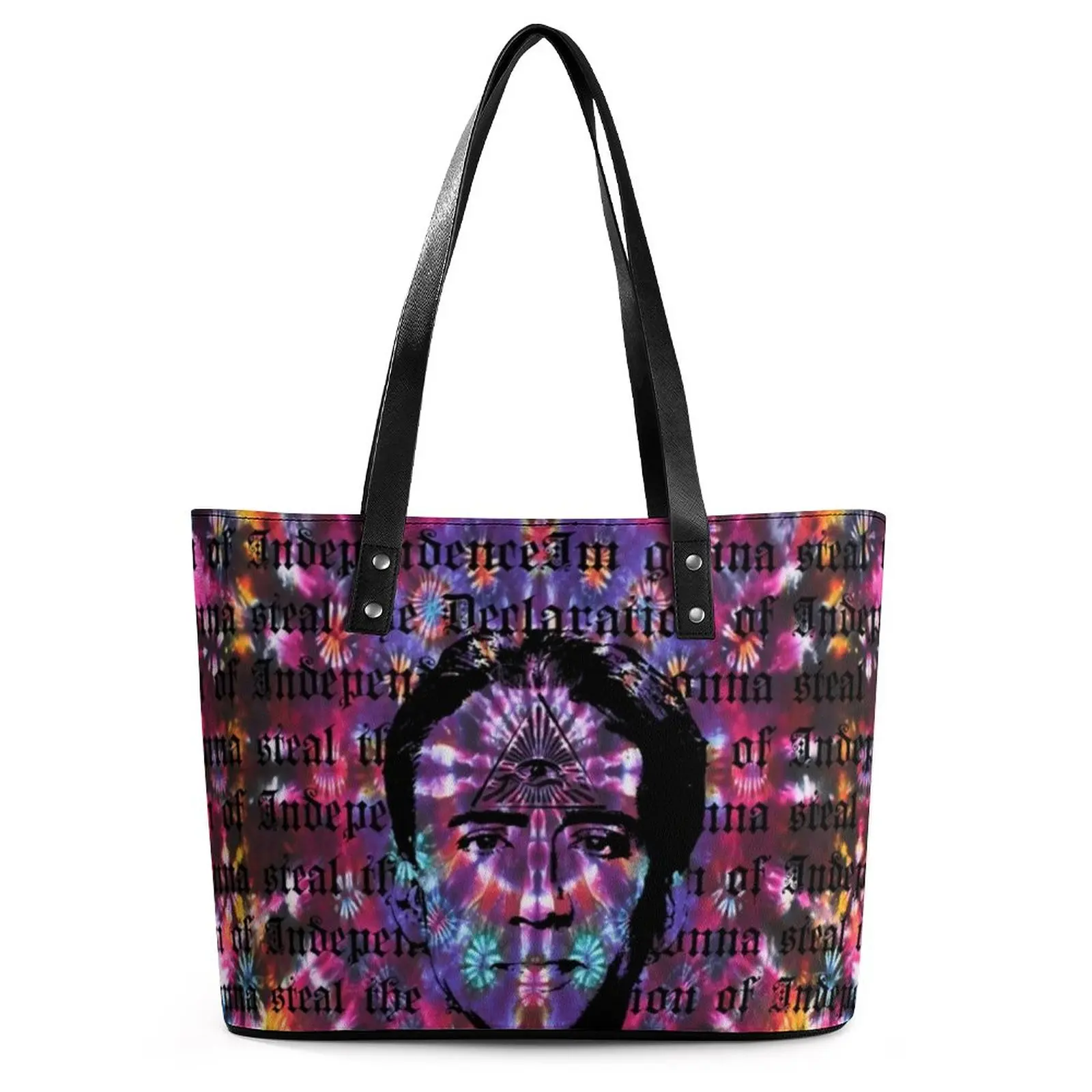 

Nicolas Cage Third Eye Handbags Tie Dye Shambhala Handle Tote Bag Kawaii PU Leather Shoulder Bag Student Work Graphic Hand Bags