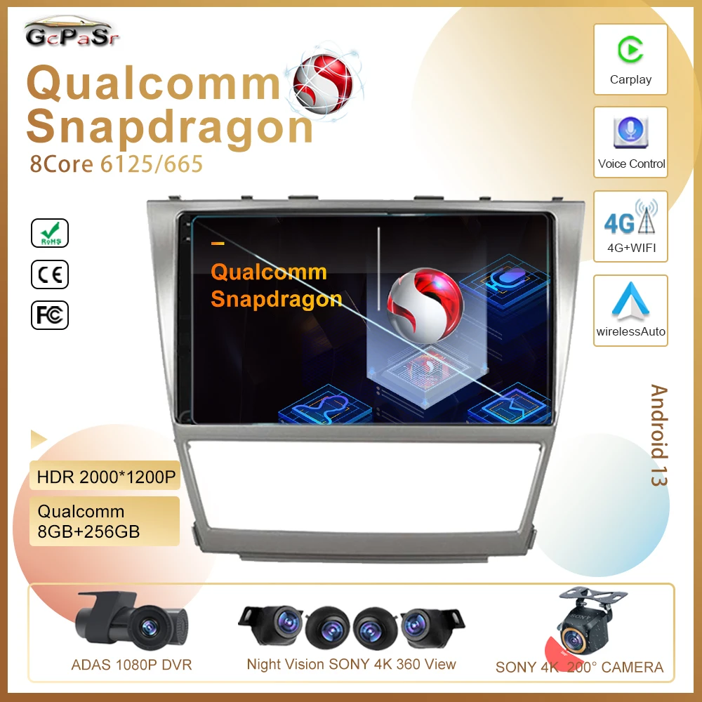 

Qualcomm Android 13 For Toyota Camry 6 40 50 2006-2011 Car Radio Multimedia Video Player GPS Navigation 360 cameras Dynamic