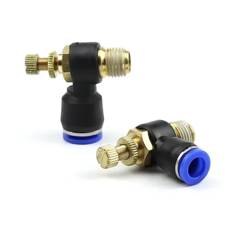 20/50/100Pcs Brass Flow Control Valve SL Series 90° L-Type G1/8 Push-in OD 4-12mm Pneumatic Speed Regulator for Air Compressor