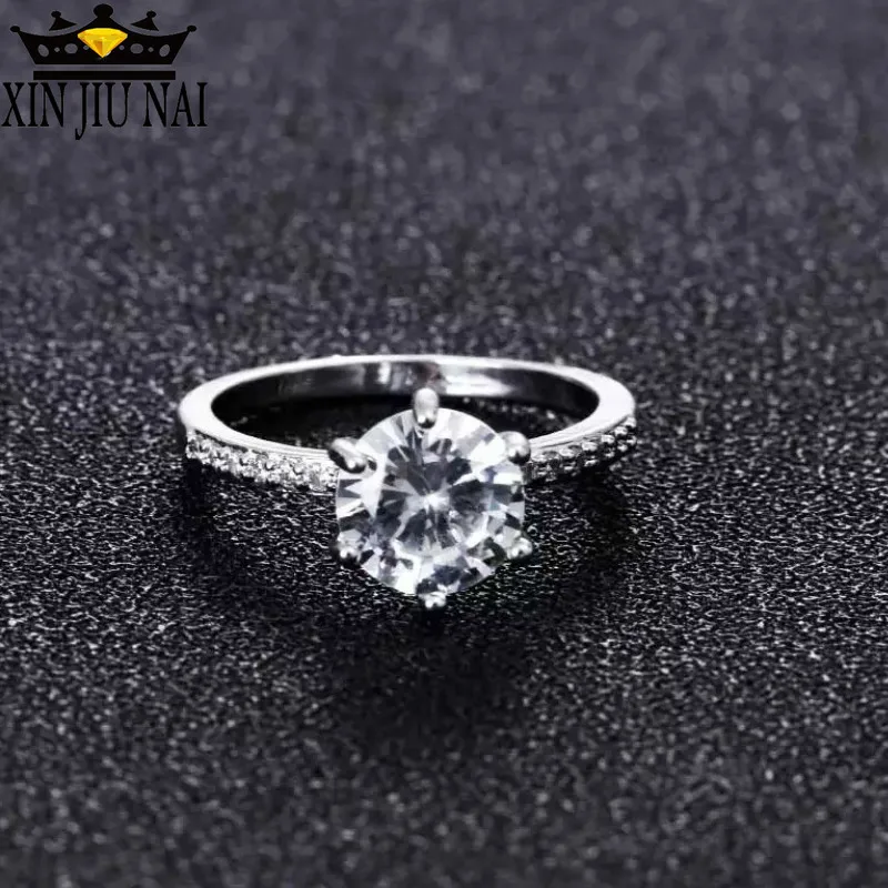 Кольцо женское с 6 зубцами и инкрустацией роскошное модное ювелирное украшение