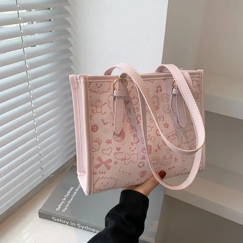 

MBTI Womens Cute Shoulder Bag Cartoon Kawaii Purses and Handbags Luxury Designer Pu Leather Solid Color Bolsa Female Elegant Bag