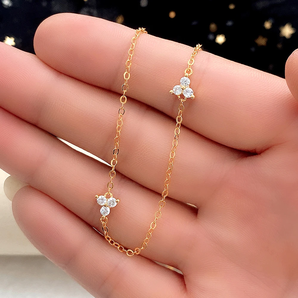 

Huitan Exquisite Gold Color Clavicle Chain Necklace with Dazzling CZ Fashion Versatile Neck Accessories for Women Choker Jewelry