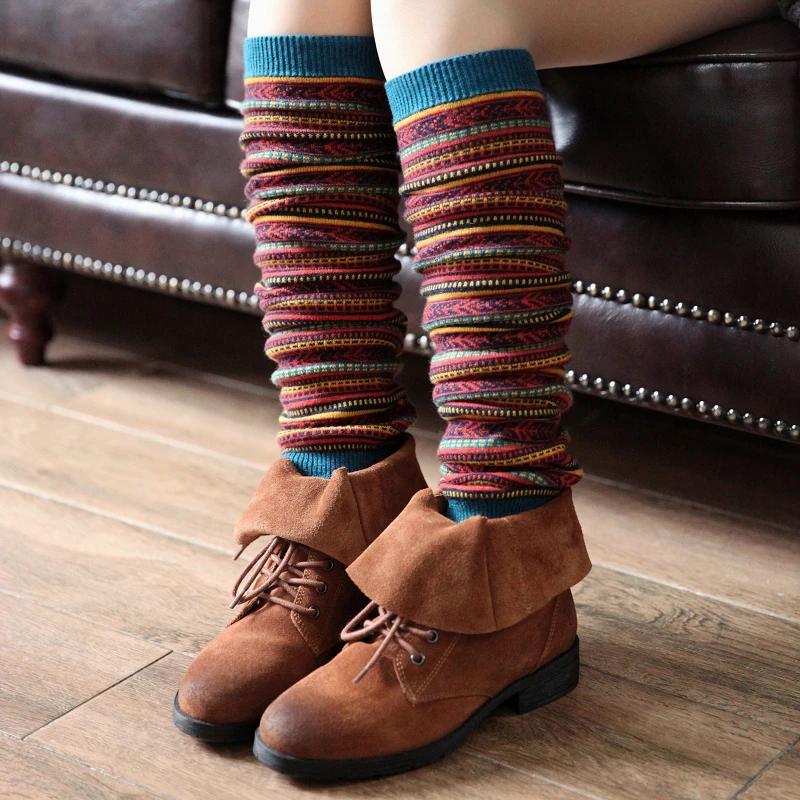 

Women's Warm Wool Socks In Autumn And Winter Lengthened Knee Socks Knitted Pile Socks Knee Pads Leg Covers Vintage Thick Gaiter