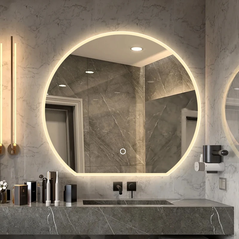 

Современный зеркальный настенный светодиодный светильник для ванной комнаты, зеркальный дисплей неправильной формы, регулируемое стекло, аксессуары Espelho De Banheiro