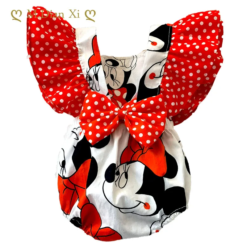 Комбинезон детский летний из хлопка и поплина с рюшами бантом на шее | Детская