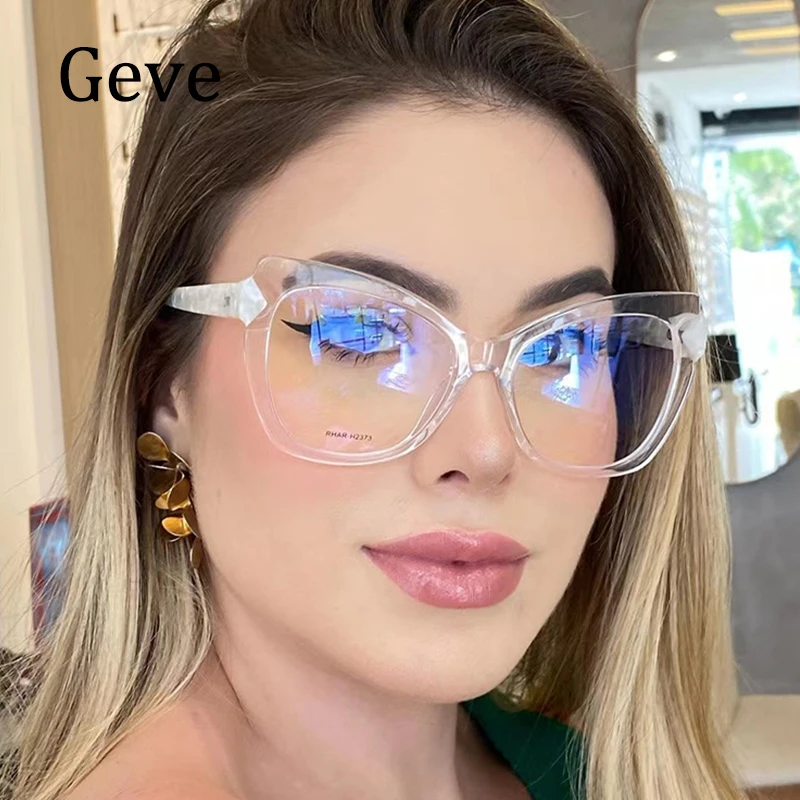 

Transparent Glasses Frame Women Fashion Cat Eye Blue Light Blocking Optical Lenses Clear Eyeglasses