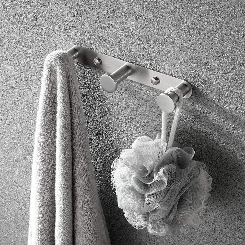 

Kitchen Stainless Steel Wall Hooks Coat Hat Key Hooks Plastic Closet Save Space Hanger Clothes Storage Lightweight Drying Rack