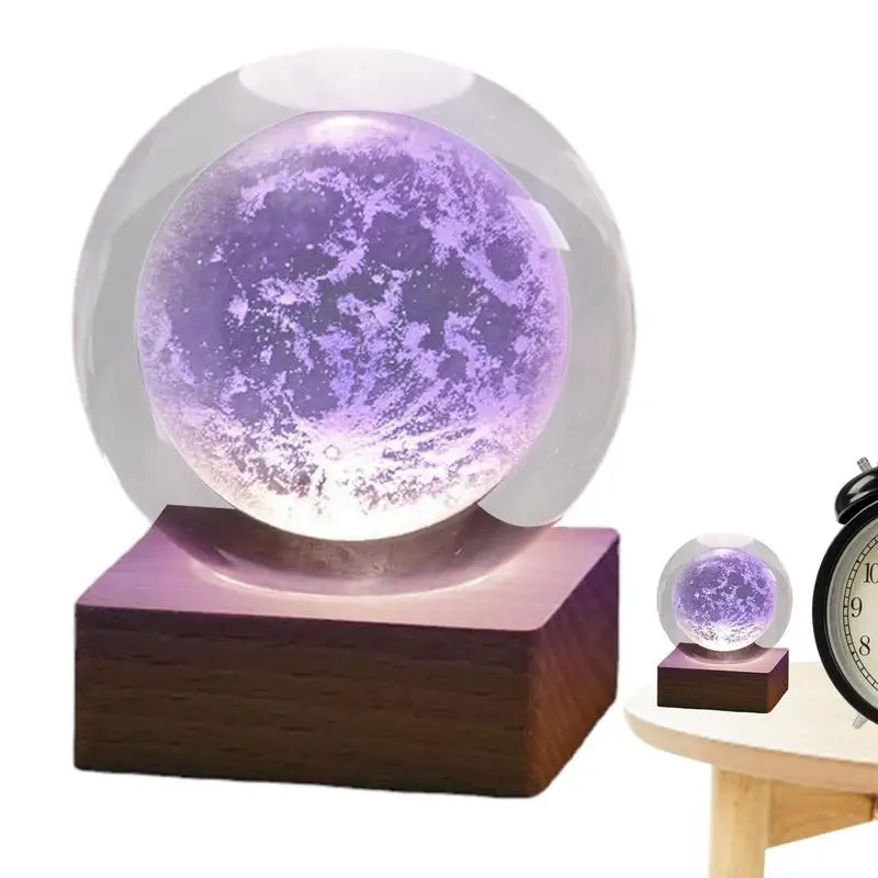 

3D Crystal Ball Night Lamp Colorful Globe Light With Wooden Stand Cool Lamps For Boyfriends Husband Fathers Kids Boys Graduation