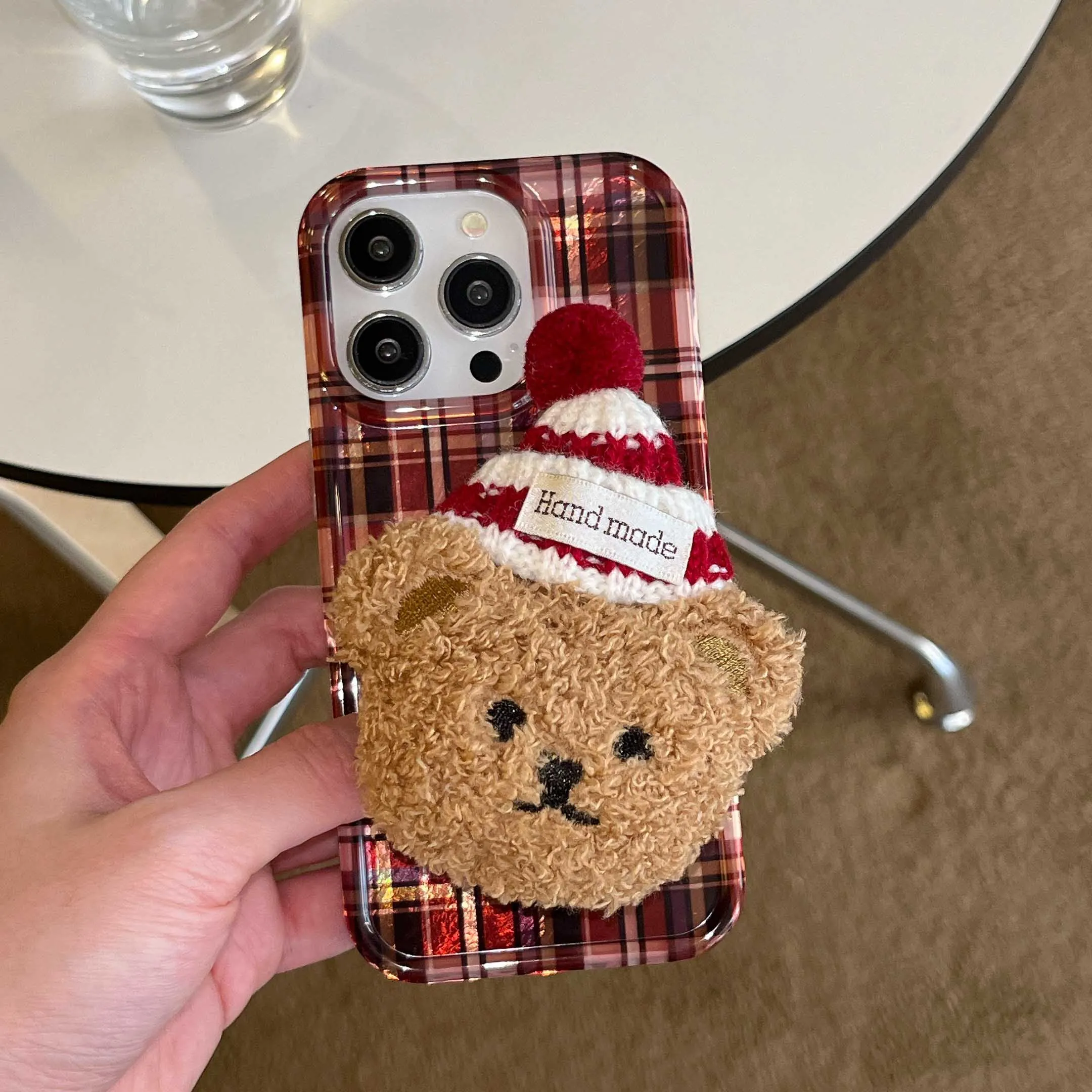 Милый плюшевый чехол-подставка для телефона с медведем iphone 16pro 15promax 16 14 13 15 pro max