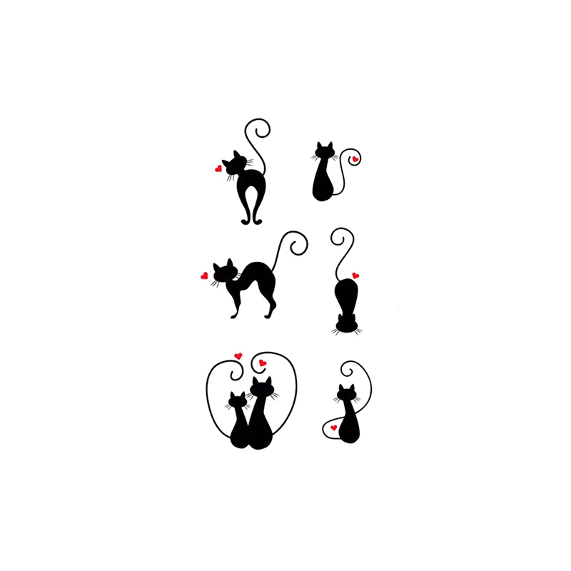 

Temporary Tattoo Stickers Sexy Black Cat Red Heart Pattern Fake Tatto Waterproof Tatoo Neck Ankle Arm Small Size for Women Girl