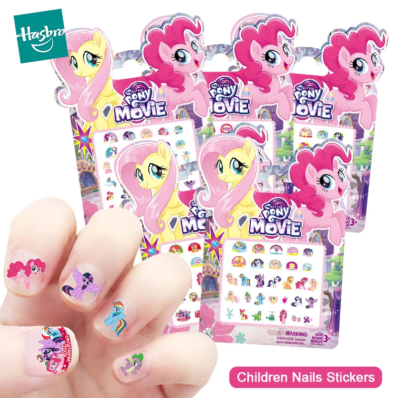 

Наклейки на ногти Hasbro My Little Pony, аниме аксессуары, игрушки для макияжа для девочек, детская игрушка, водонепроницаемые подарки на Хэллоуин, день рождения