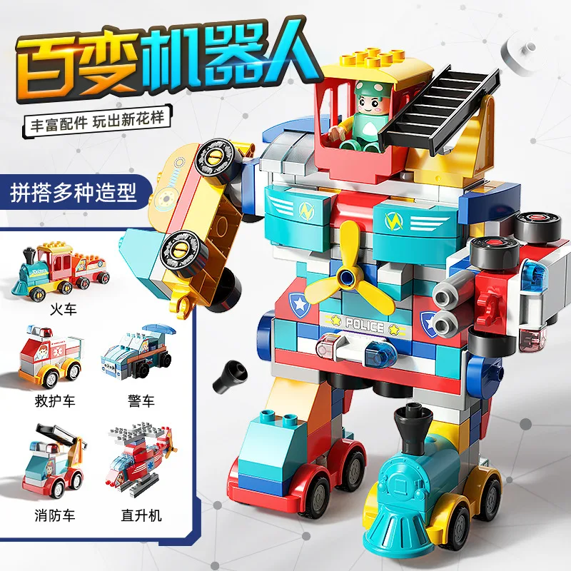 

Big Building Block City Police Car Ambulance Military Series Robot Gun Tank Large Bricks Children Kids Gift Educational Toys