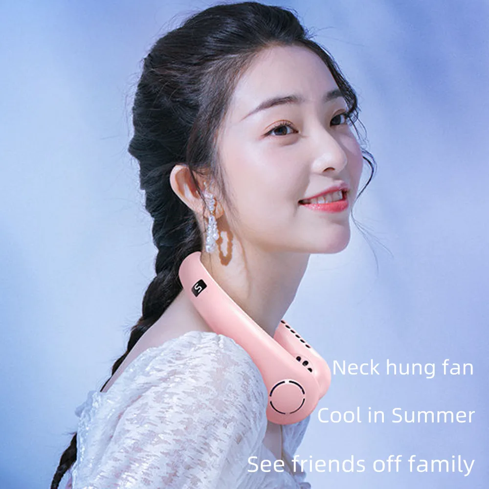 Hanging Neck Small Fan Quiet Big Wind Lazy Portable USB Charging Student Outdoor Leafless Electric Fan Small Gift