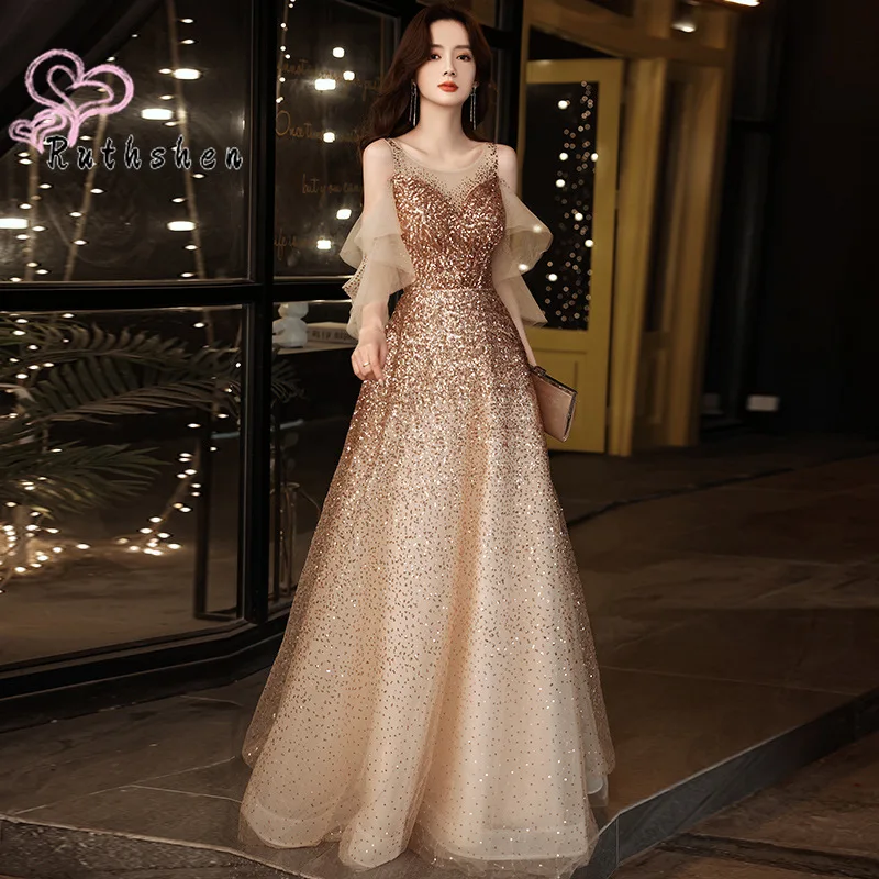 

Luxury Sequin Prom Dress Off Shoulder Elegant Dress Women for Wedding Party Occasion Fashion Bling Vestidos De Gala 2022 New