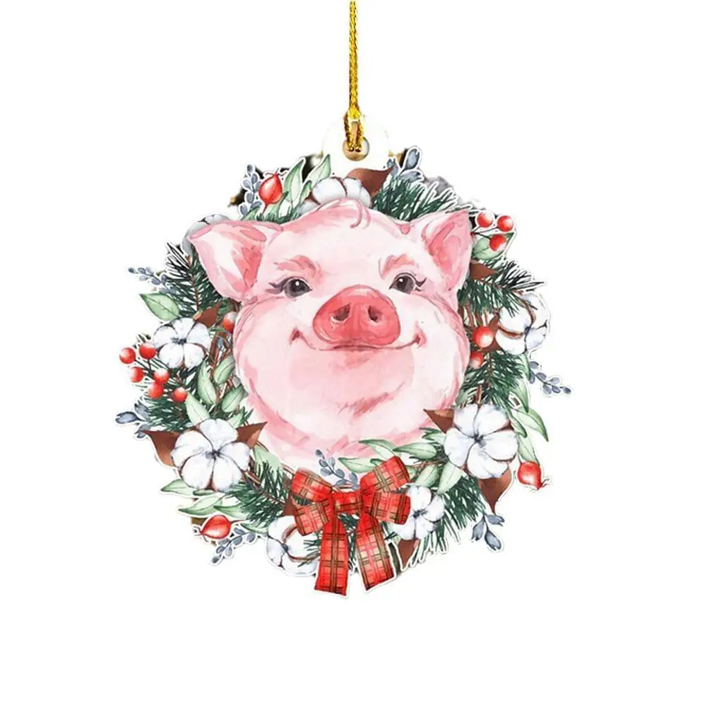 

Акриловая подвеска в виде свиньи, кота, животного, украшение для рождественской вечеринки, украшение для комнаты, украшение для елки, подвес...