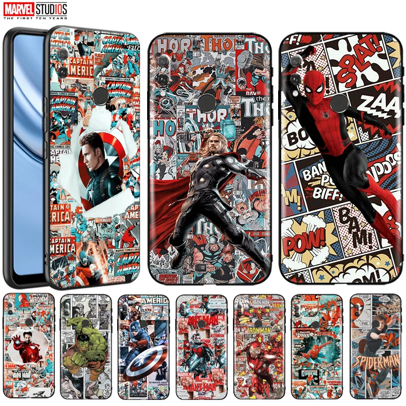

Marvel Avengers Phone Case For Huawei Y9 Prime 2019 2019 Y9a Y9s Y9 2018 Back Soft TPU Coque Funda Ultra-Thin Black