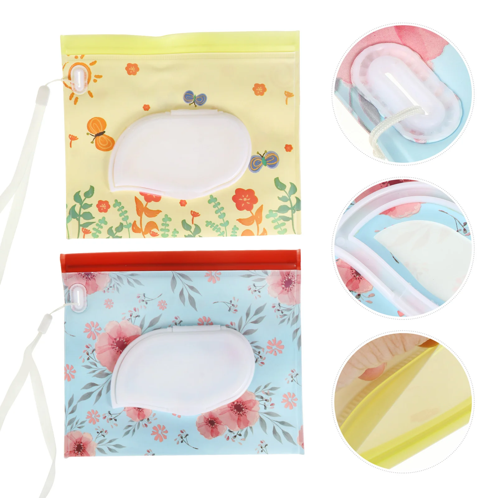 

Travel Wipes Holder Wet Wipes Packing Bag Tissue Hanging Pouch Clamshell Snap Strap Case Infant Dispenser
