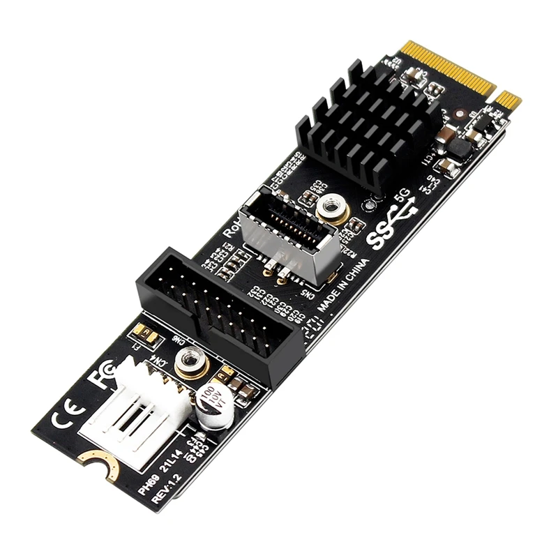 

M.2 M-KEY Pcie To Front USB3.1 19Pin Header Convert Card 5Gb TYPE-C+19/20PIN Expansion Card IDE 4PIN Power Supply
