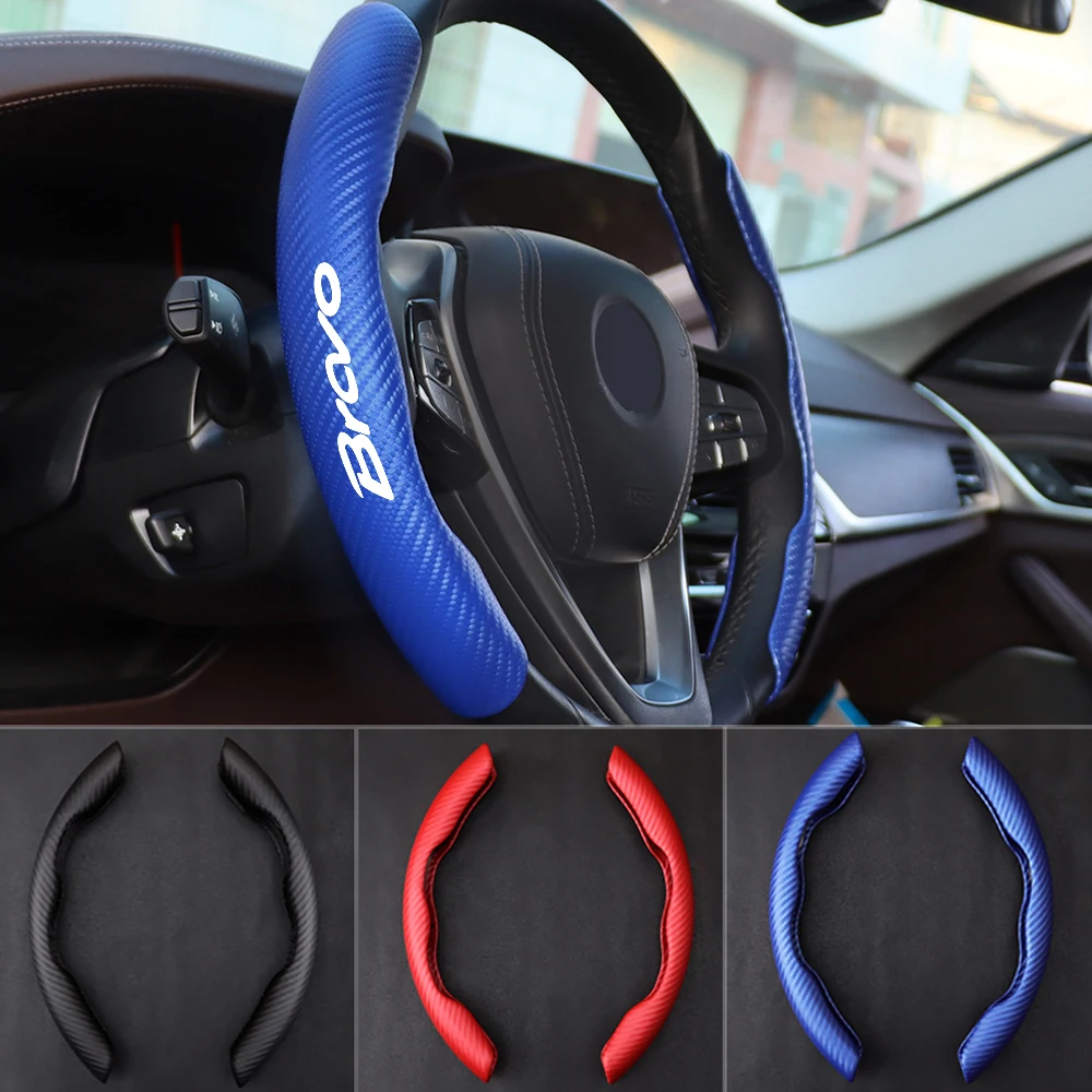

1Pair Carbon Fiber Look Car Steering Wheel Booster Cover Protector For Fiat 500 Argo Bravo Punto