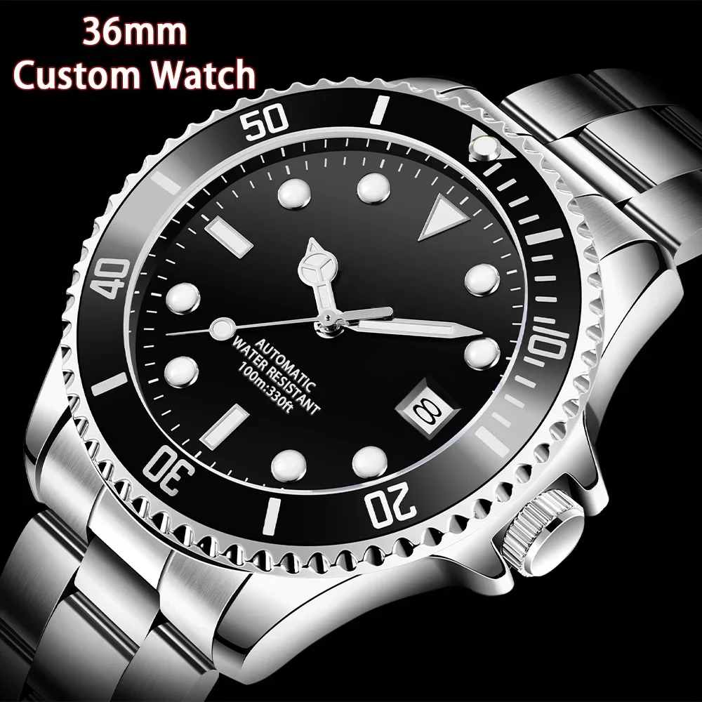 Мужские классические деловые механические часы DEBERT 36 мм NH35a с автоматическим