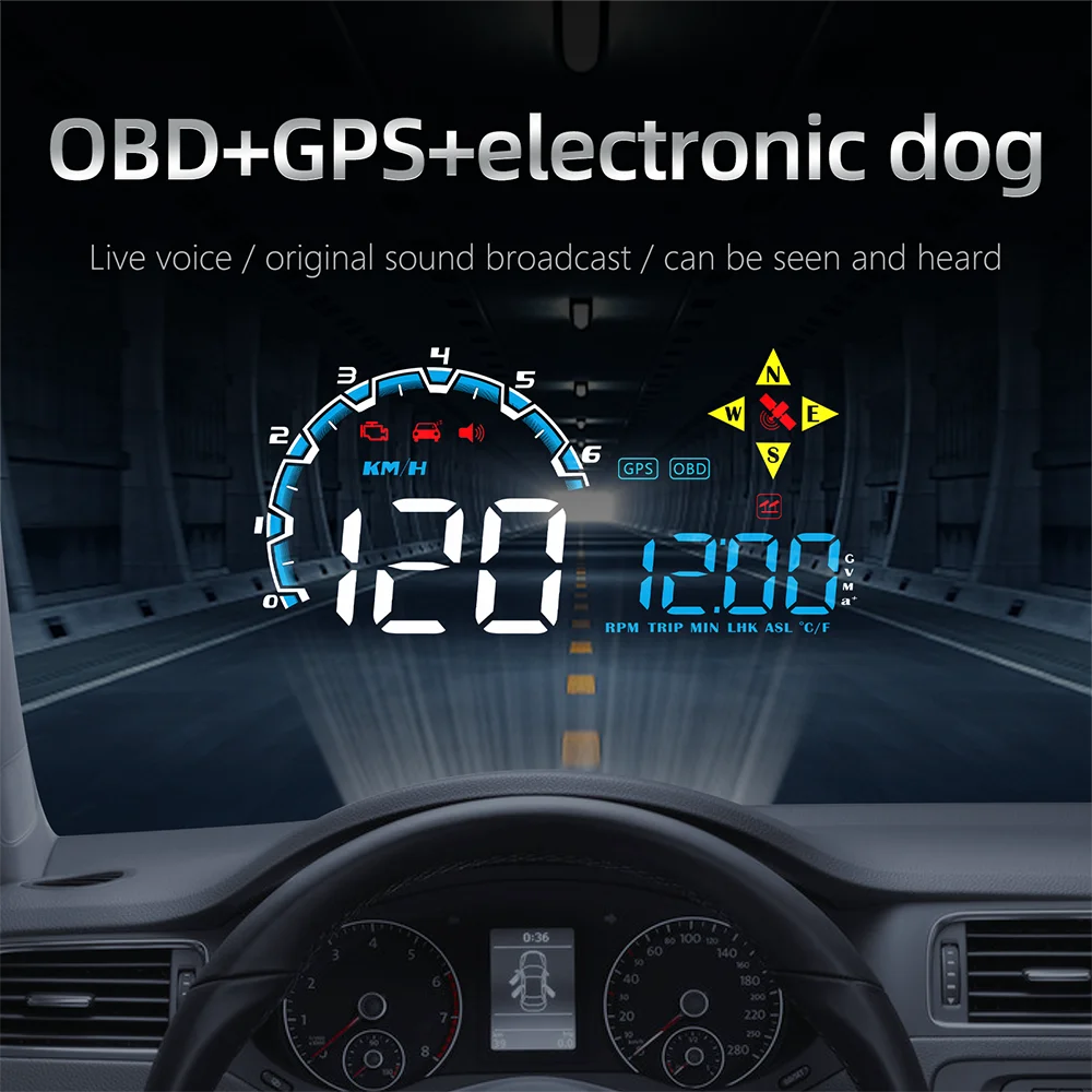 Автомобильный радар-детектор датчик HUD дисплей на голову OBD2 GPS-навигация радар