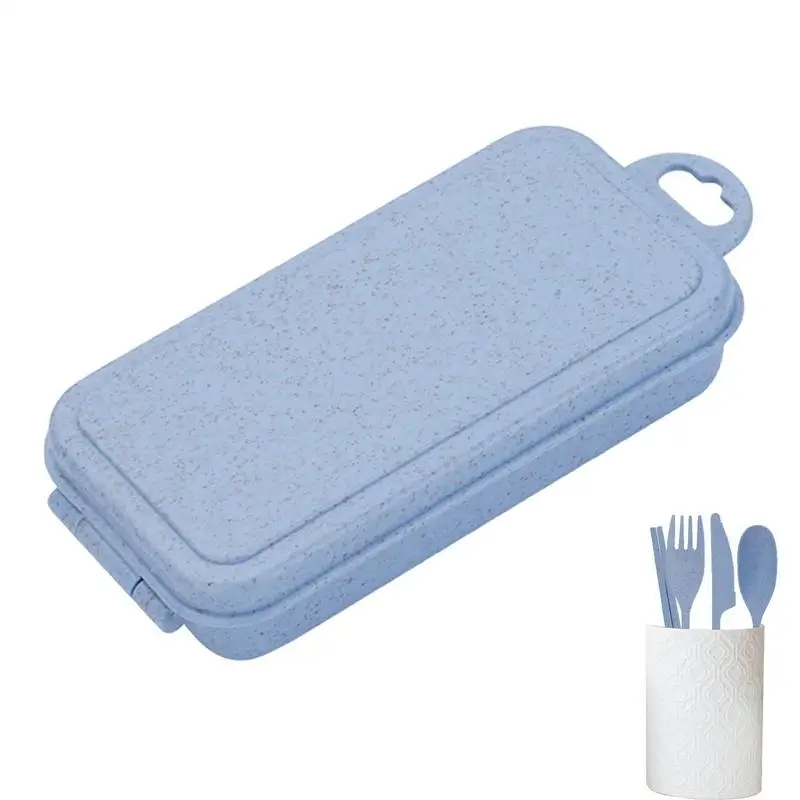

Spoon Fork Chopsticks Set Wheat Straws Dinnerware 4PCS/Set Lunch Tableware Detachable Cutlery Portable Travel Kitchen