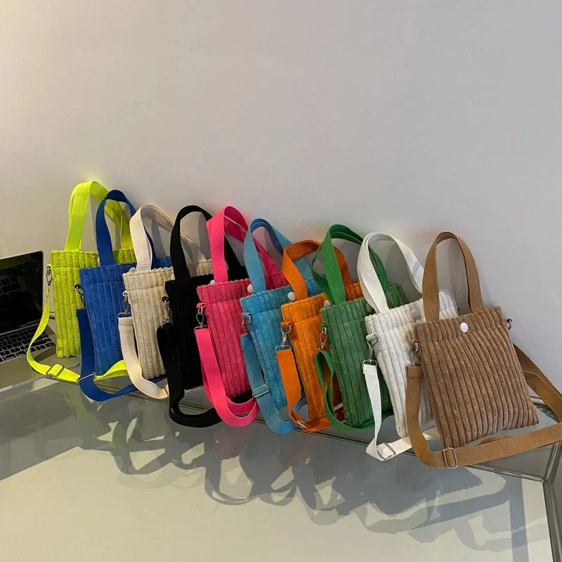 

Mini Tote Bag Woman Corduroy Bucket Bag New Fashion Single Shoulder Bag Crossbody Small Square Tote Bag Mini Handbag 2023 New