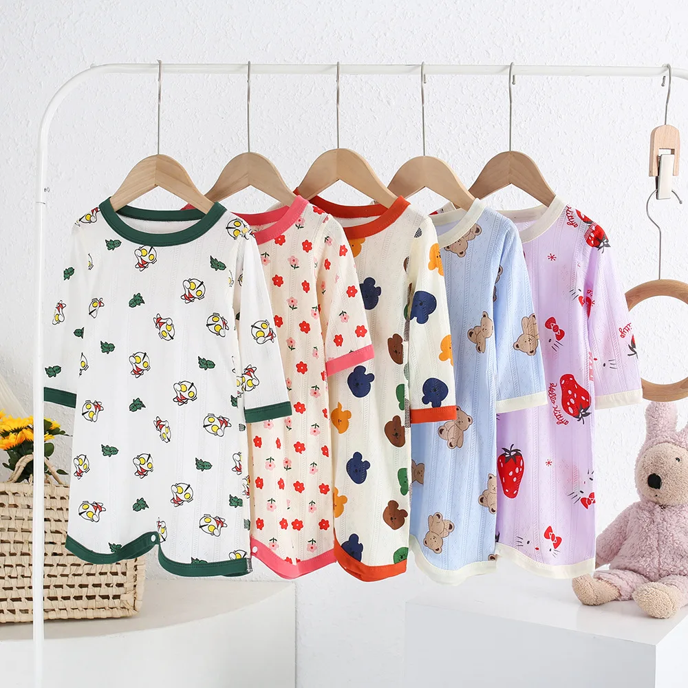 

Детская Хлопковая пижама для сна без косточек, одежда для отдыха, тонкая ночная рубашка