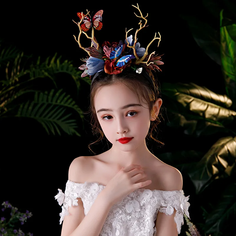 

Christmas Headband Deer Antlers Horn Headband Handmade Girls Kids Ear Hair Hoop Headdress Fairy Costume Headpiece Headband