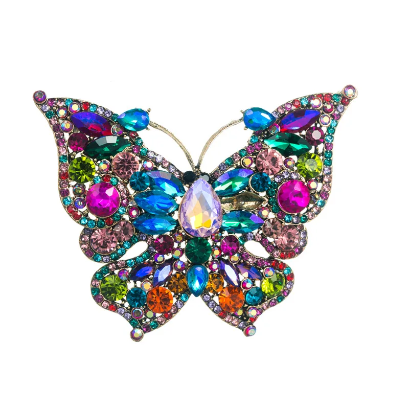 

Rhinestone Butterfly Brooch Pin for Women Girls Fashion Exquisite Big Blue Crystal Empress Monarch Winged Brooches Lapel Pins