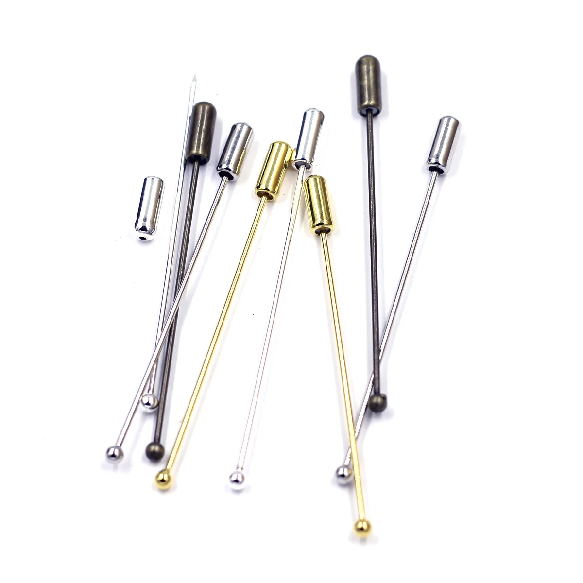 

5Pcs/10Pcs/20Pcs Silver Bronze Gold Plated Brooches Safety Pins Copper With Rubber Head Jewelry DIY Findings 6.1cm
