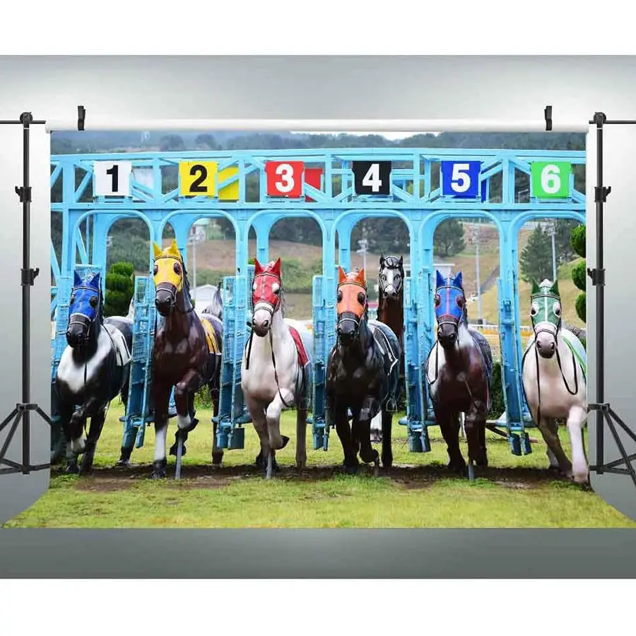 

Horse Racing Kentucky Derby Party Banner Backdrops for Photography Photo Booth Background Vinyl Muslin Props Wall Decor Poster