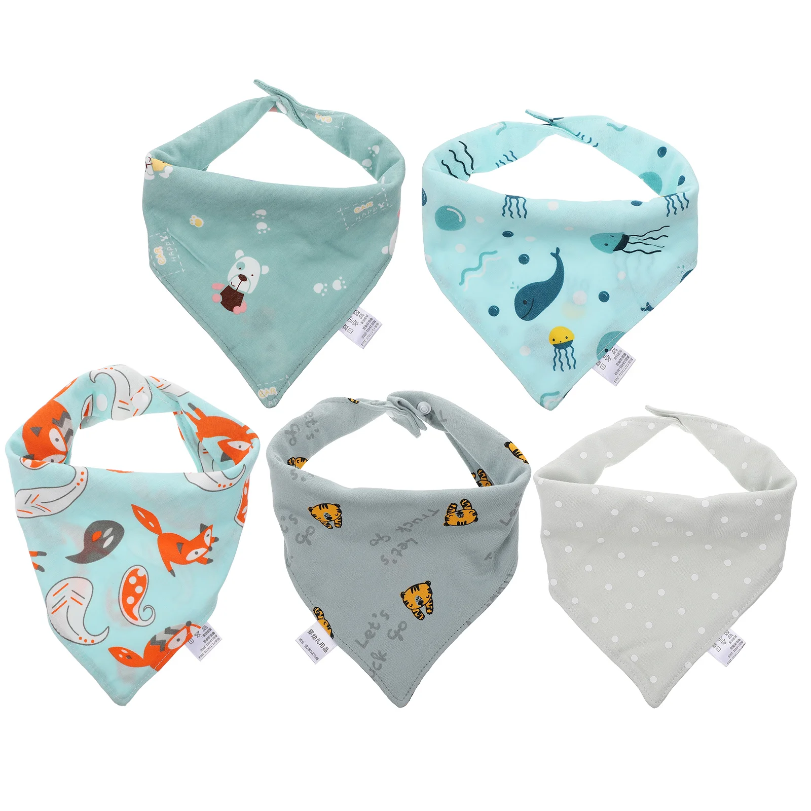 

5 Pcs Baby Bib Cotton Infant Triangular Dripping Water Drool Pure (above 95%) Newborn Child Dribble