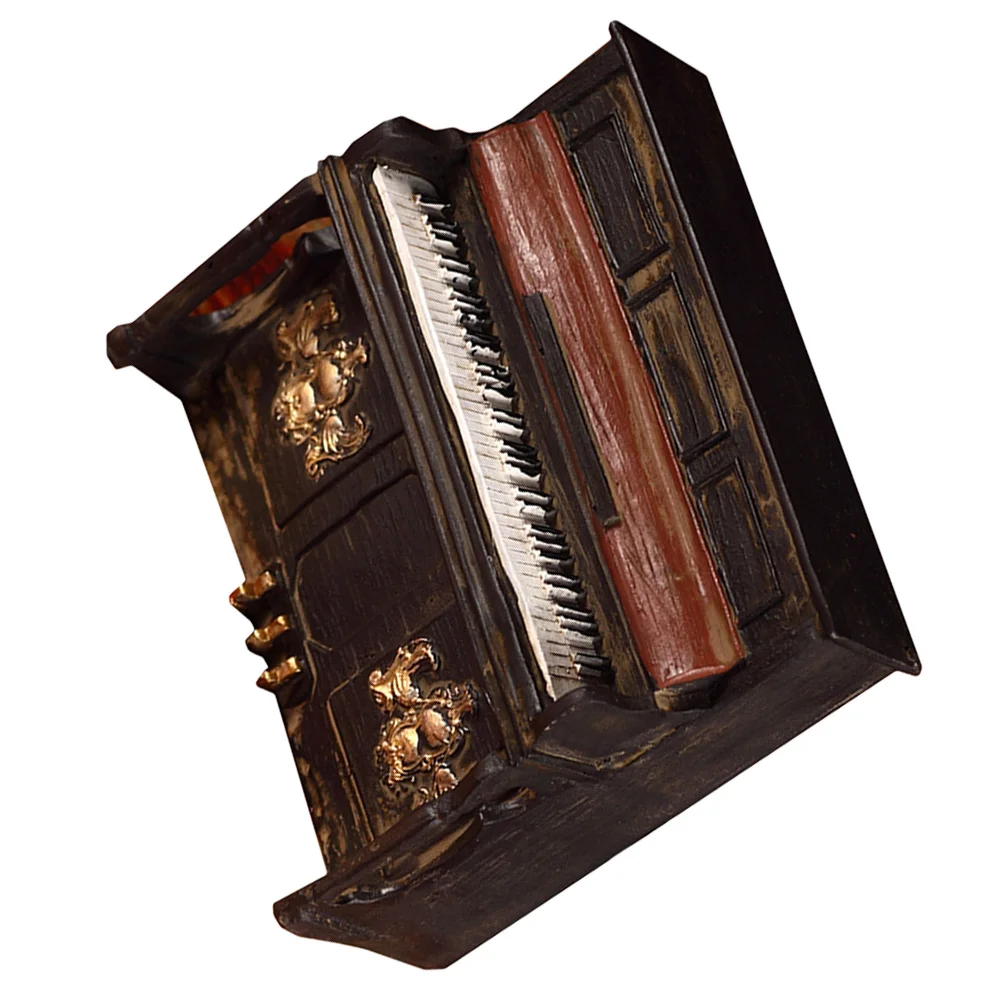

Piano Miniature Musical Model Instrument Statue Mini Toy Resin Old Decorative Kids Style Mold Instruments Sculpture Retro Figure