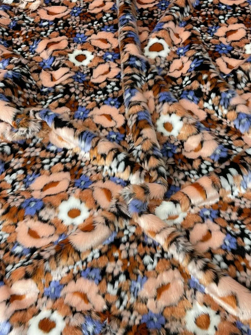 1 ярд красочный цветок кроличий мех ткань плюшевая искусственного меха