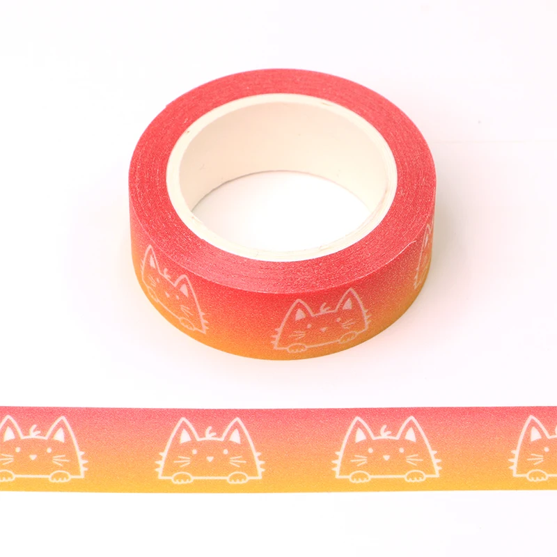 

10pcs/Lot Glitter Cat Orange Tape Japanese Kawaii Paper Scrapbooking School Tools Decorative Powder Tapes Mask 15mm*10m