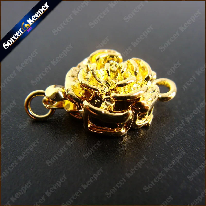 10 PCS Wholesale 1 Strings Filigree Yellow Gold Plating Flower Box Clasps 16X11mm FINDINGS Pearl clasp beads Free shipping |