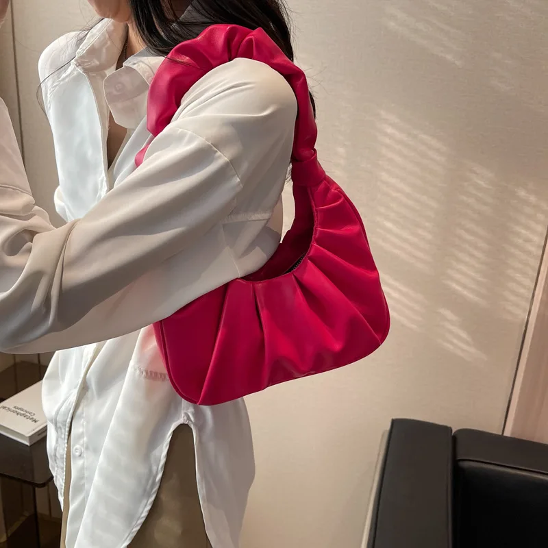 Fashion French Style Temperament Ruffle Underarm Shoulder Women's Bag Summer Popular Leisure All-Match Cloud Bag