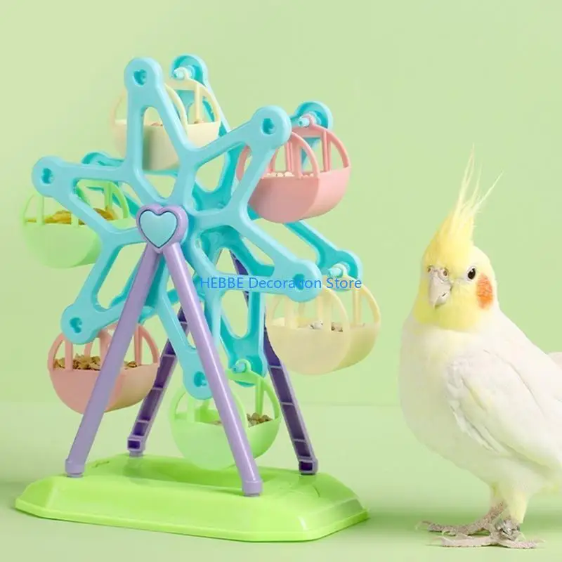 Фото B0KC Pet Budgies Cage Feeder Игрушка для обучения кормлению нескольких птиц Красочное колесо №2