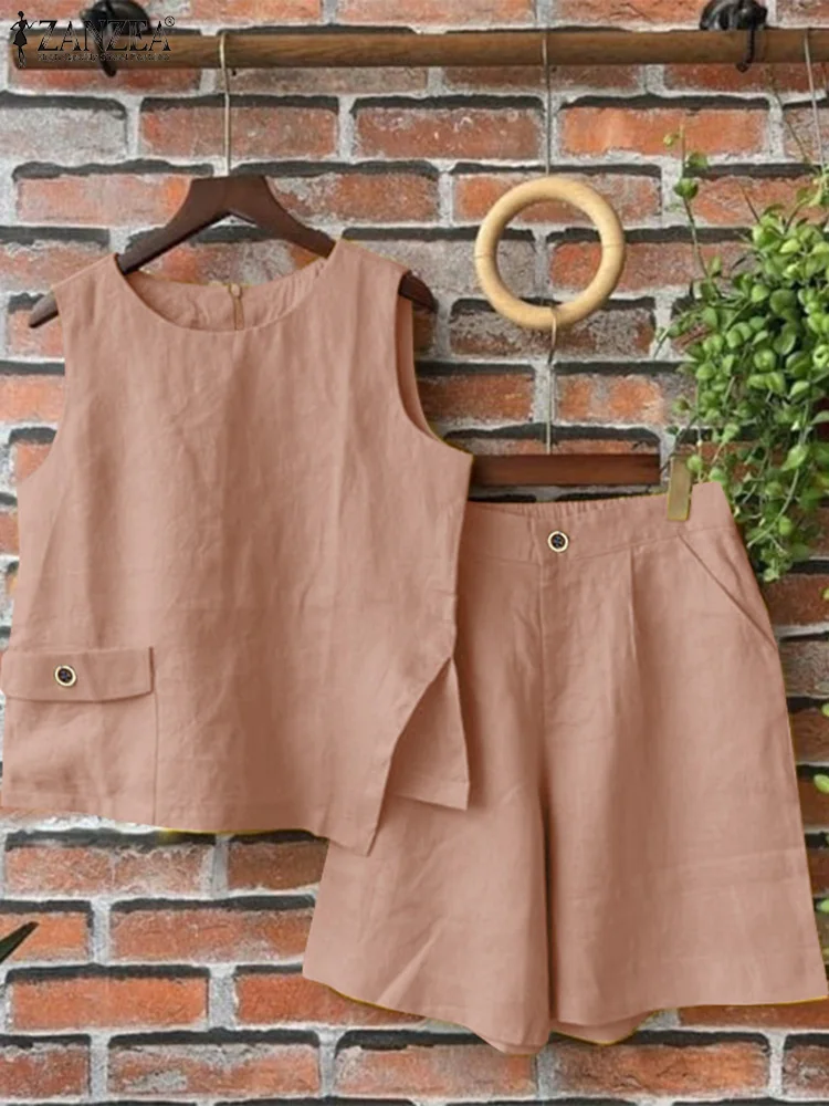 Костюм женский винтажный из 2 предметов однотонный Свободный Топ без рукавов и