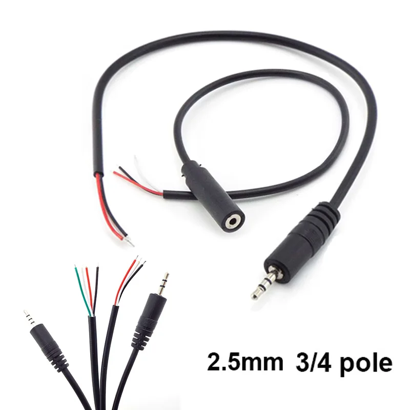

2,5 мм 3-полюсный 4-полюсный соединительный кабель 25 см штекер, гнездовой разъем, 3-контактный 4-контактный удлинитель для ремонта аудио DIY, адаптер, провод, шнур, 1 шт./5 шт.