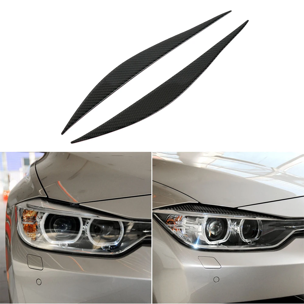 

NICECNC Car Front Headlight Eyebrow Cap Carbon Fiber Black For 12-16 BMW F30 3 Series Sedan Wagon Models 328i 335i 340i