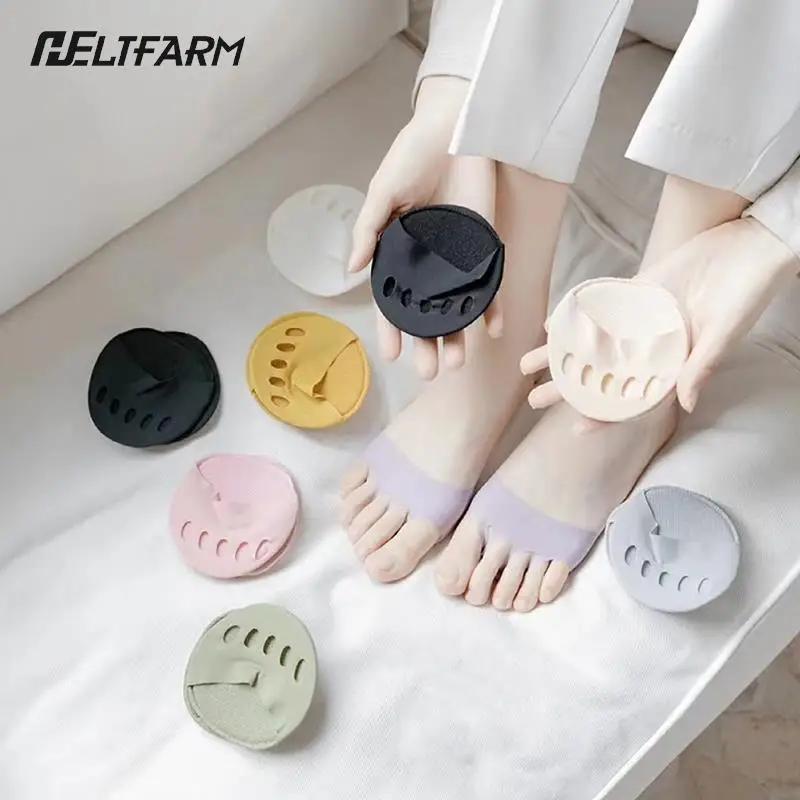 

1 Pair Five Toes Forefoot Pads For Women High Heels Half Insoles Cotton Invisible Socks Anti-pain Anti-skid Toe Pad