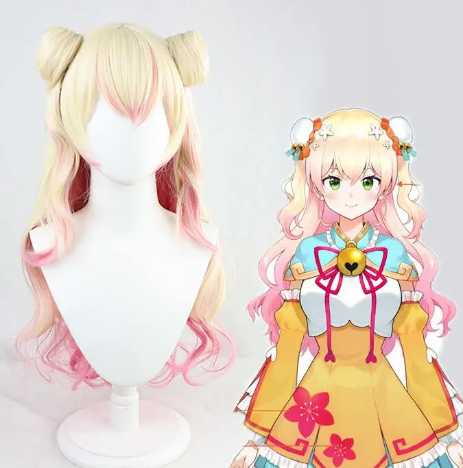 

Парик из аниме Hololive Momosuzu Nene, парик для косплея Hololive Vtuber, парик для косплея блонд Pinik с булочками, термостойкие волосы