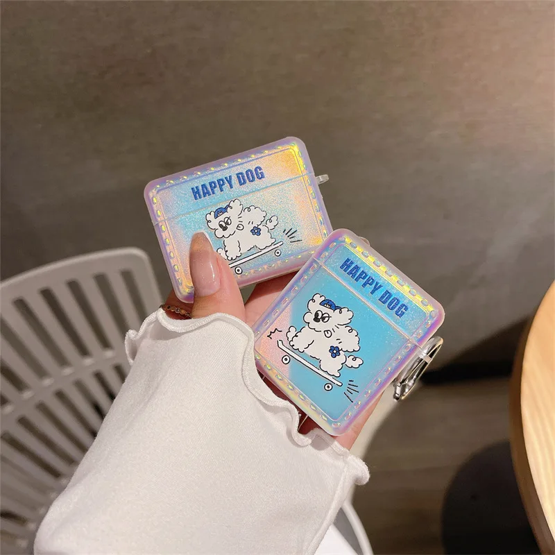 

Cartoon Dog Laser Blue Glossy Case for AirPods 1 2 3 Pro Cases Cover IPhone Bluetooth Earbuds Earphone Case for Air Pods