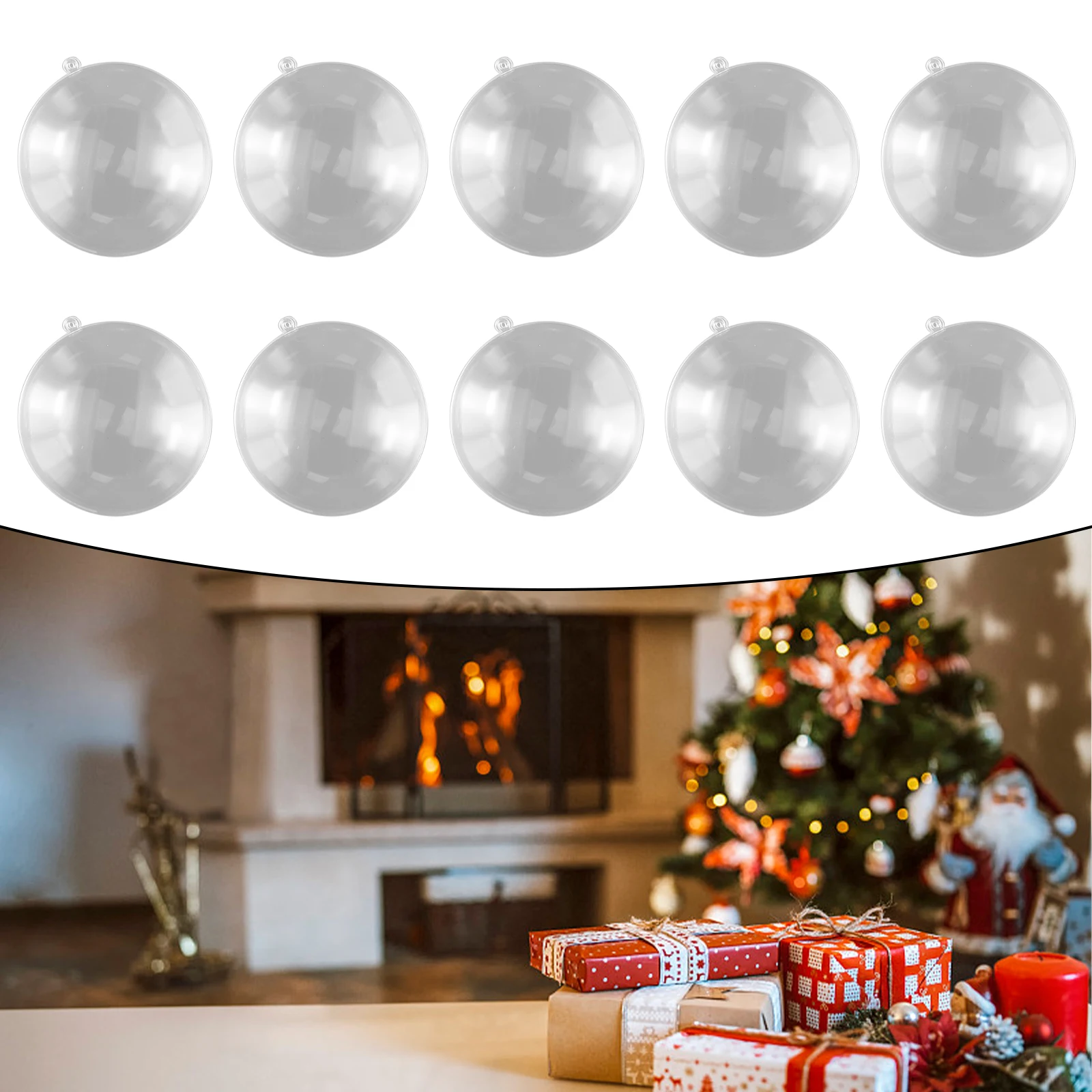 10pcs Plastic Clear Flat Ball Home Decor Wedding Candys Christmas Gifts Box For DIY Photography Prop Ornament