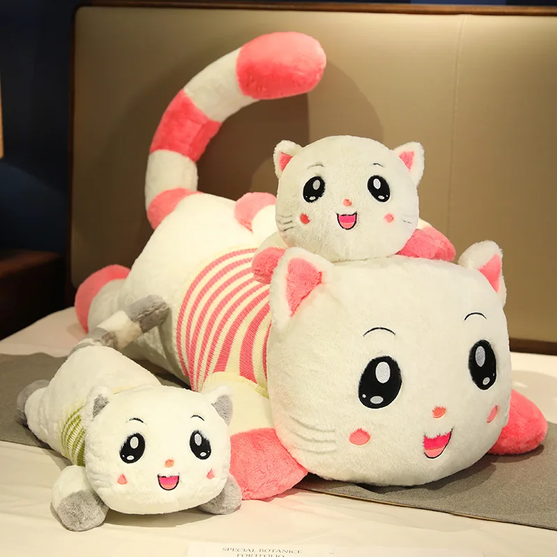 

80/100/120 см длинные гигантские мягкие игрушки в виде кошек, подушка, мультяшная милая плюшевая Лежащая кошка, кукла, подушка, хороший подарок на день рождения для детей